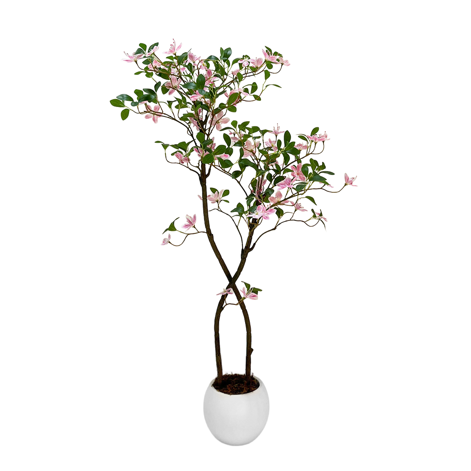 Home Fragrance Jasmine - ต้นมะลิเทียม, ต้นมะลิปลอมทรงสูง, ต้นไม้ปลอมที่ดูสมจริงพร้อมดอกไม้สำหรับตกแต่งสวนในร่ม กลางแจ้ง ระเบียง บ้าน