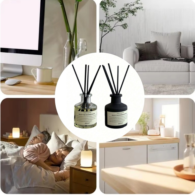 Home Fragrance Stick - น้ำหอมปรับอากาศในบ้านแบบไม่ใช้ไฟ ขนาด 50 มล. กลิ่นฟรีเซียและมะลิ พร้อมก้านไม้หอมสำหรับกระจายกลิ่น