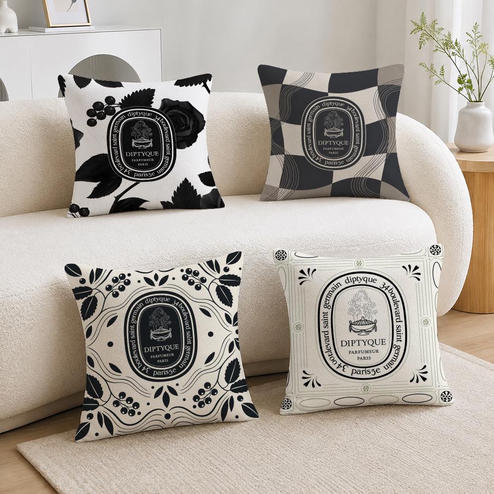 Home Fragrance Diptyque - ปลอกหมอนอิงแบรนด์ Diptyque ผ้ากำมะหยี่นุ่ม ปลอกหมอนอิงขนฟู สำหรับโซฟา ห้องนอน