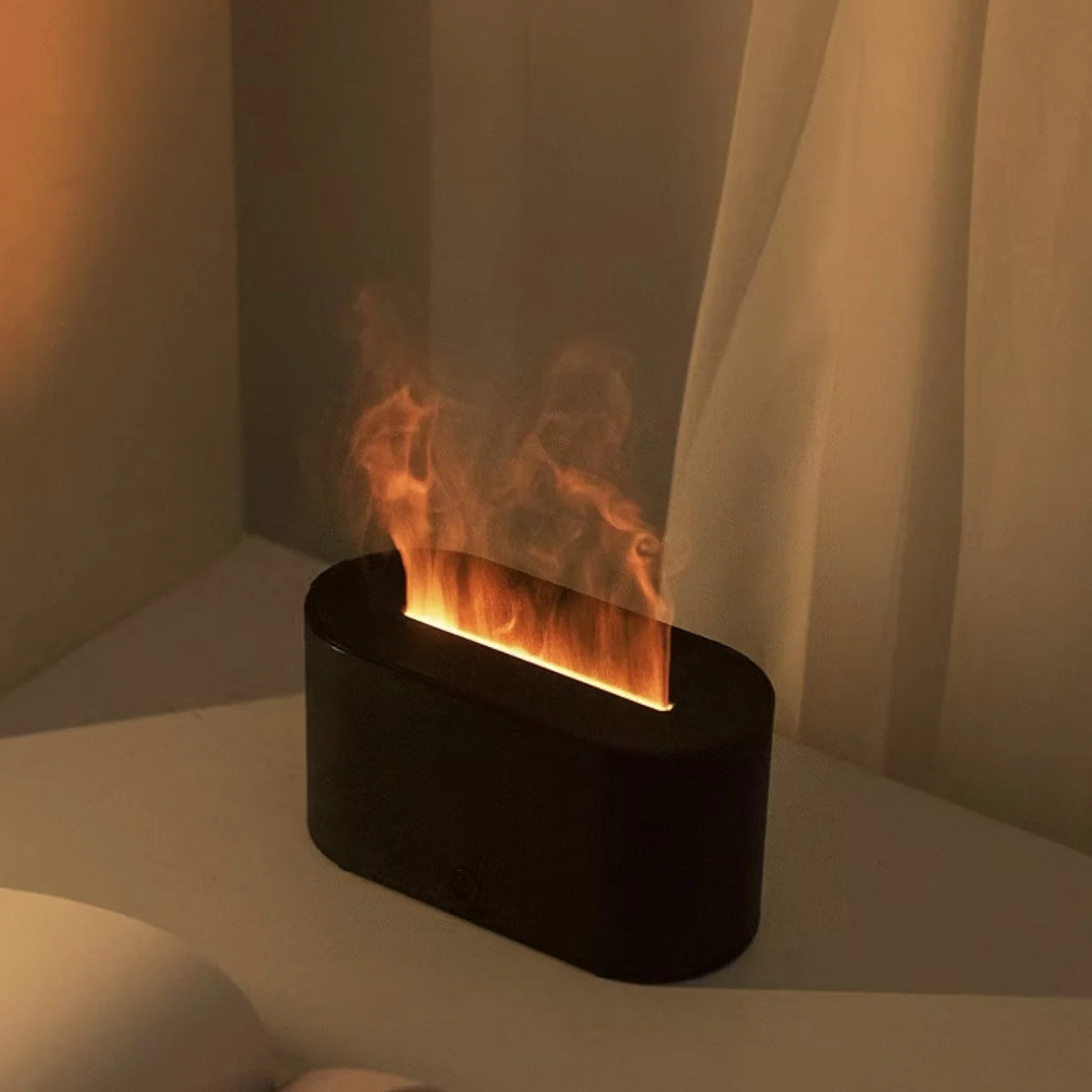 Home Fragrance Electric Diffuser - เครื่องเพิ่มความชื้นในอากาศพร้อมไฟ LED กลิ่นหอมอโรม่า น้ำมันหอมระเหย เครื่องกระจายกลิ่นอัตโนมัติขนาดเล็ก รูปทรงเปลวไฟ