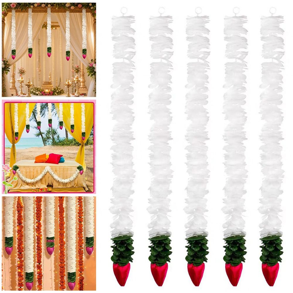 Home Fragrance Jasmine - พวงดอกมะลิพลาสติก 1/3 ชิ้น ดอกไม้ประดิษฐ์เหมือนจริง สีขาว พวงดอกไม้ห้อยประดับ