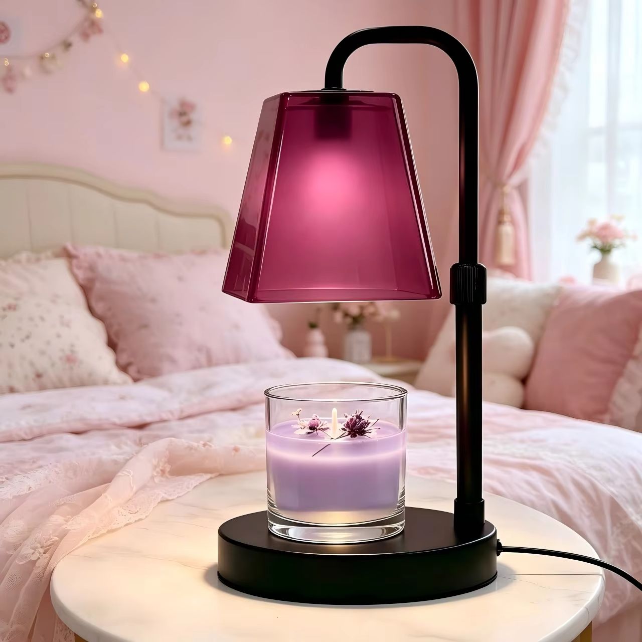โคมไฟอุ่นเทียนแก้วสีแดงกุหลาบ  - Home Fragrance No 4 บทวิจารณ์และราคา