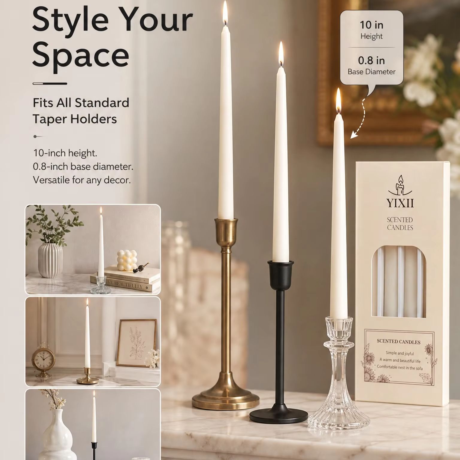 เทียนหอมแบบแท่งยาวลายทางแนวตั้ - Home Fragrance No 4 บทวิจารณ์และราคา