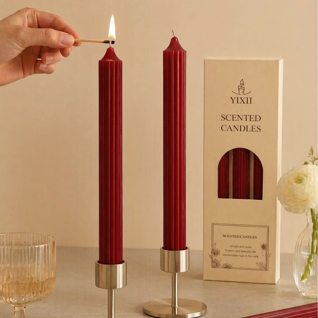 ชุดเทียนอโรมาเธอราพีสีแดงไวน์  - Home Fragrance No 4 บทวิจารณ์และราคา